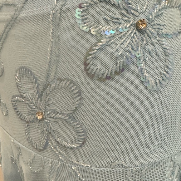 Light Blue Floral hand beaded Attitudes by Debra top and skirt set. - Picture 11 of 16